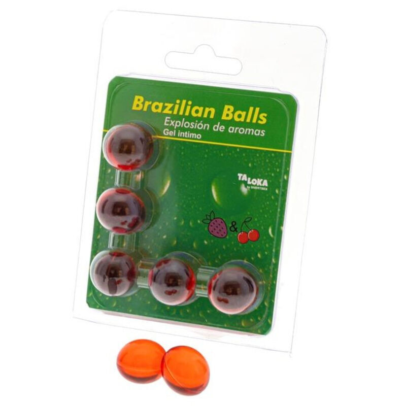TALOKA Gleitgel Erdbeere und Kirsche, 5 brasilianische Kugeln