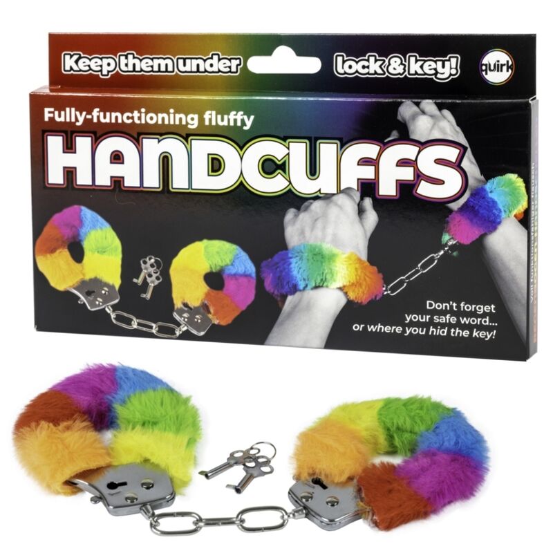 Metall Handschellen mit Regenbogenfell für softes Bondage Vergnügen SPENCER FLEETWOOD