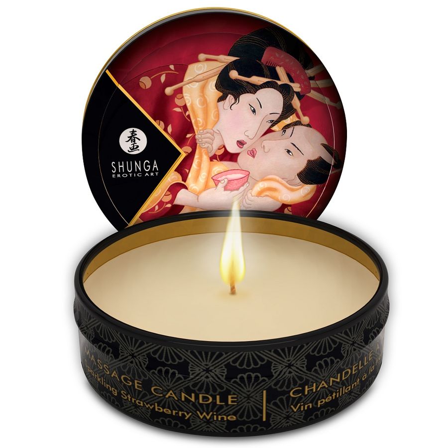 shunga mini caress by candelight erdbeere und cava massagekerze 30 ml