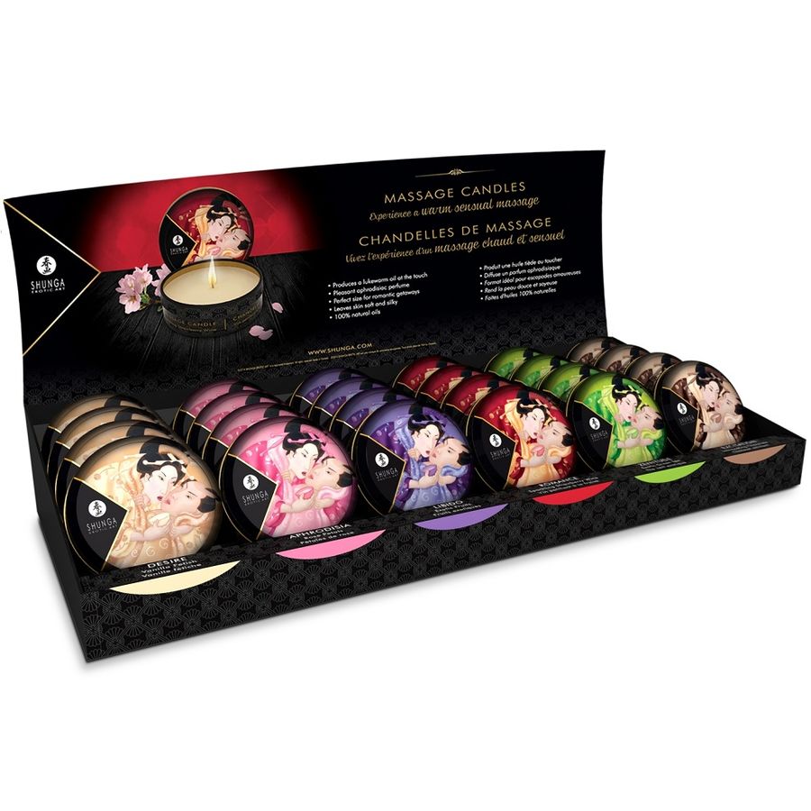 massagekerzen set mit 6 düften für sinnliche paarmassagen 24 x30ml shunga