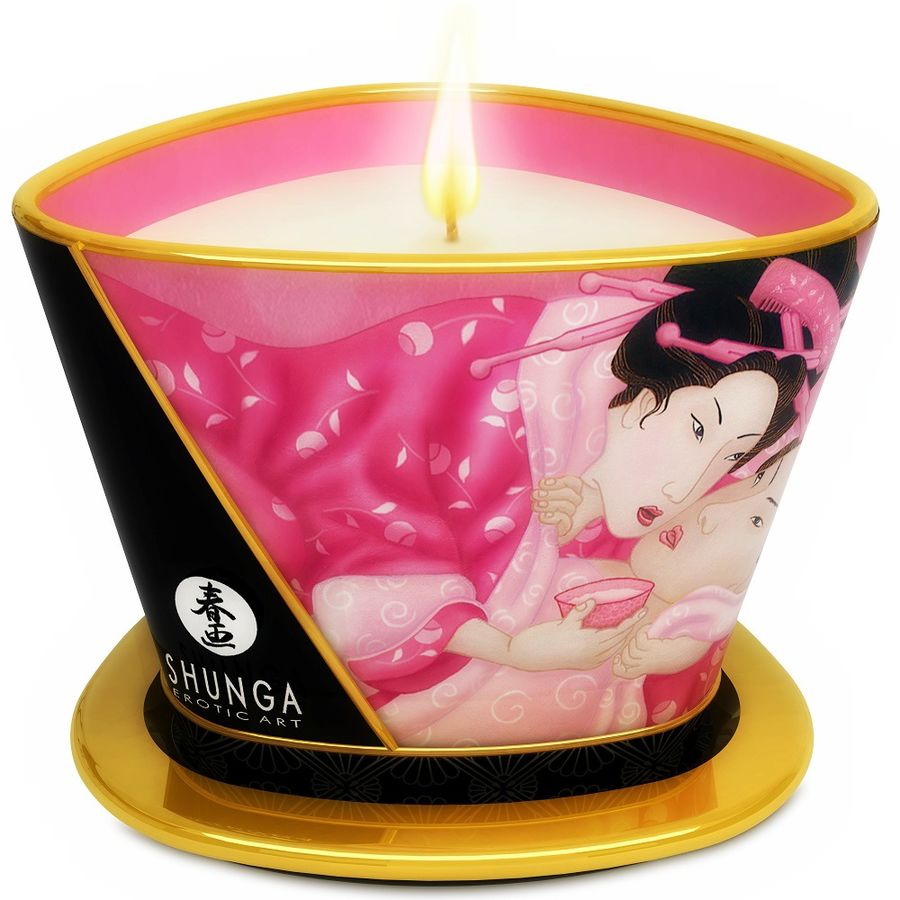 shunga mini caress by candelight aphrodisiac roses massagekerze 170 ml