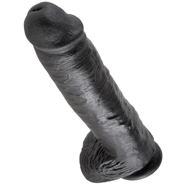 king cock 11 dildo schwarz mit eier 28 cm