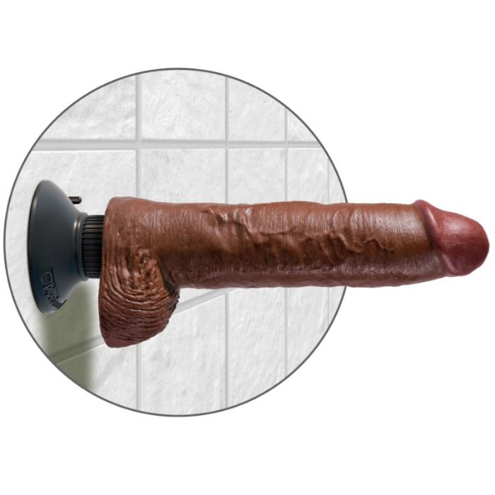 king cock vibratordildo mit hoden 25.5 cm braune farbe
