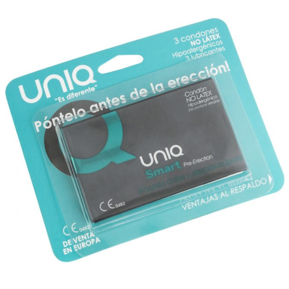 uniq smart latex free pre erection condoms 3 units