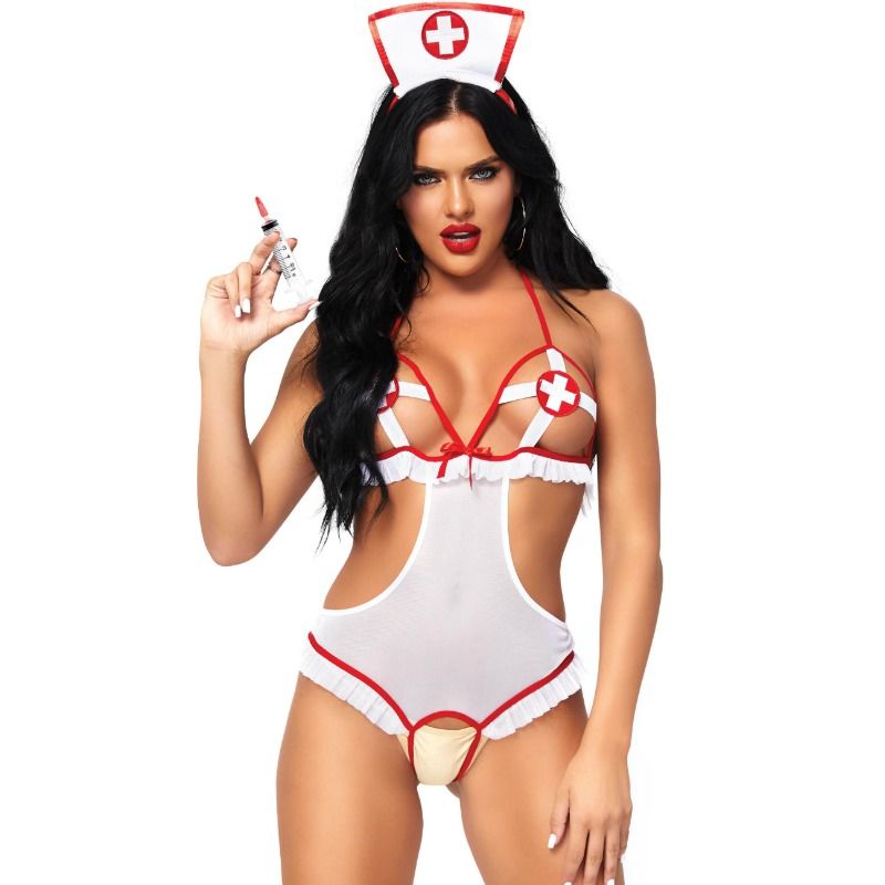 leg avenue nurse offener teddy ohne kreuz, eine grÖsse