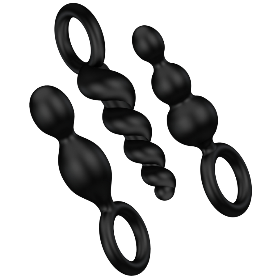satisfyer analplugs set 3 st schwarz
