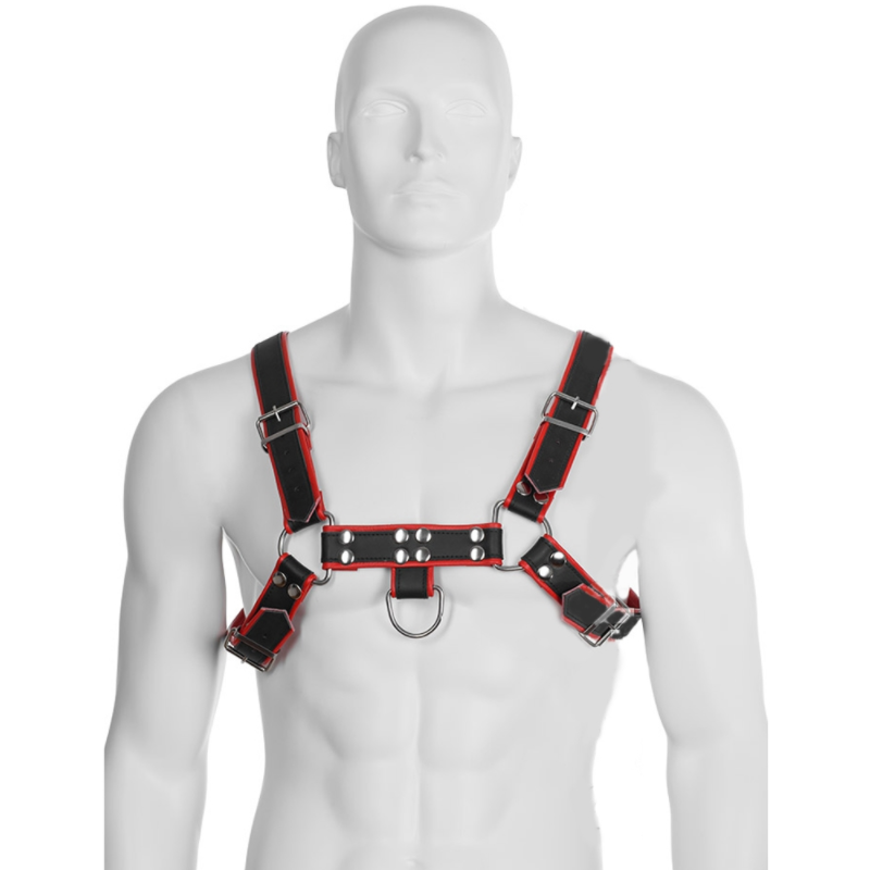 leather body kettenharness iii schwarz/rot