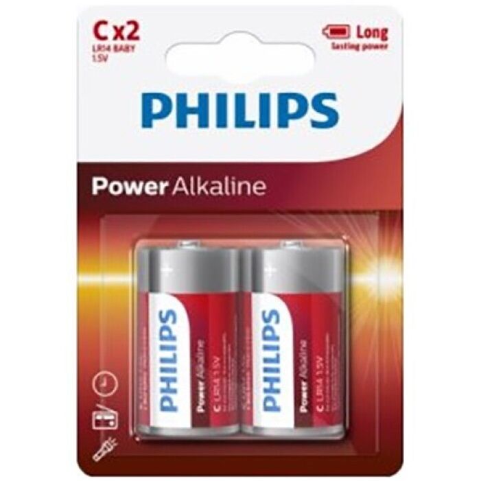 philips power alkaline pila c lr14 blister * 2