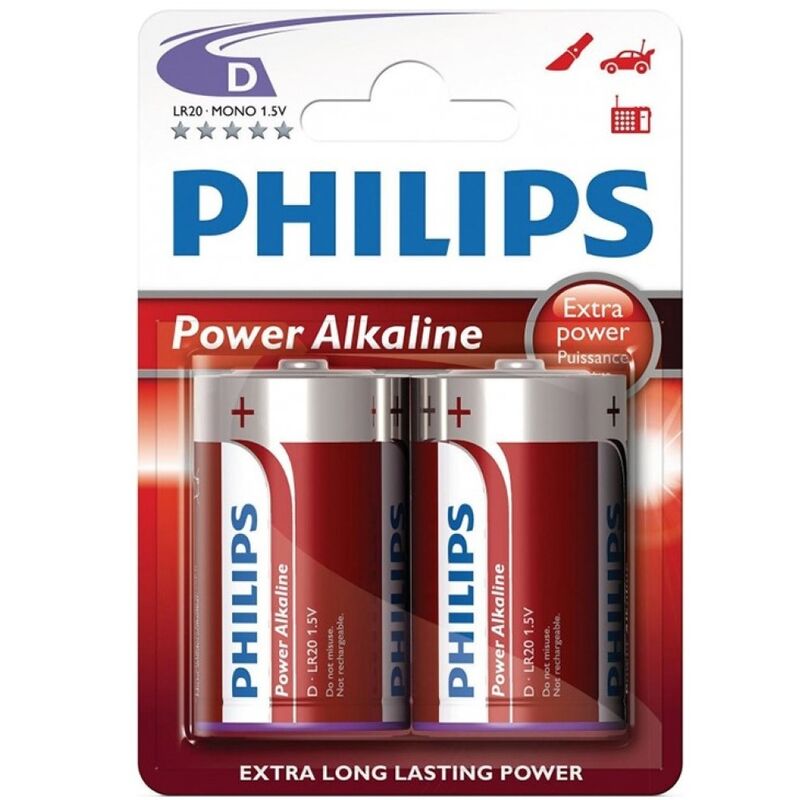 philips power alkaline pila d lr20 blister * 2