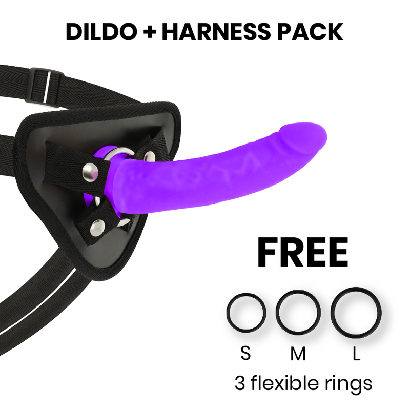 delta club toys harness + dong lila silikon 17 cm o 3 cm